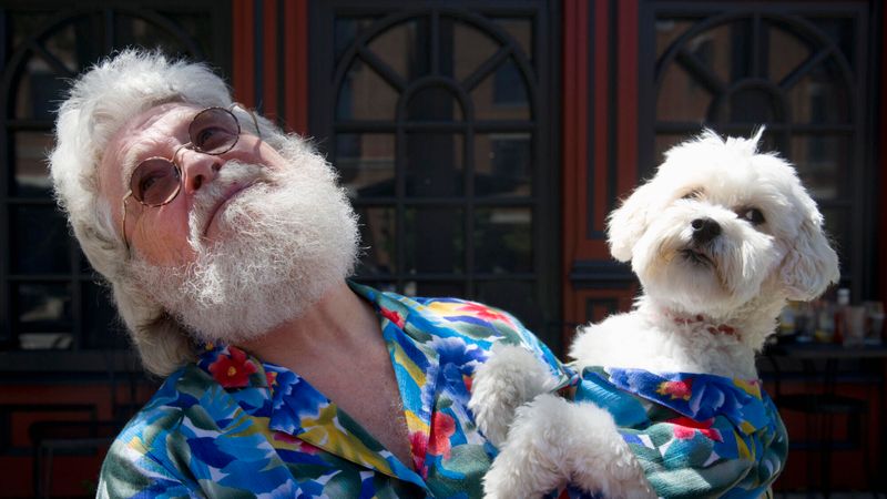 Illustration d'un homme avec un chien